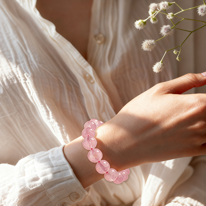 Dainichi Nyorai Heart Radiance Rose Quartz Gelang