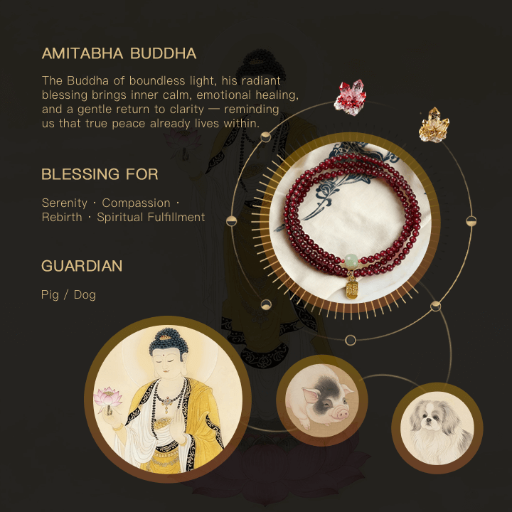 Gelang Batu Akik Kedamaian &amp; Kejelasan Amitābha