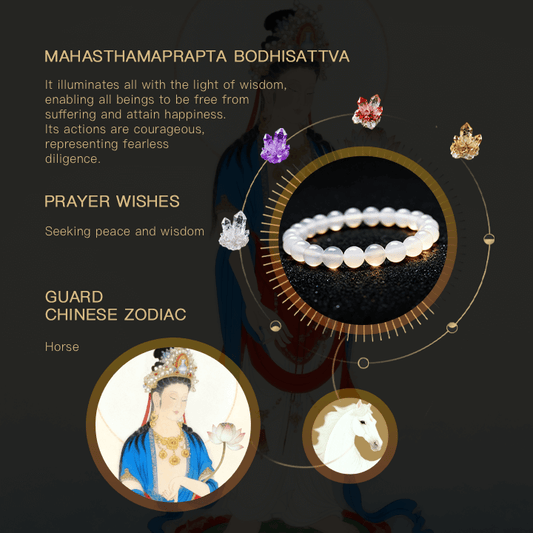 Gelang Chalcedony Putih Kekuatan &amp; Kejelasan Mahasthamaprapta