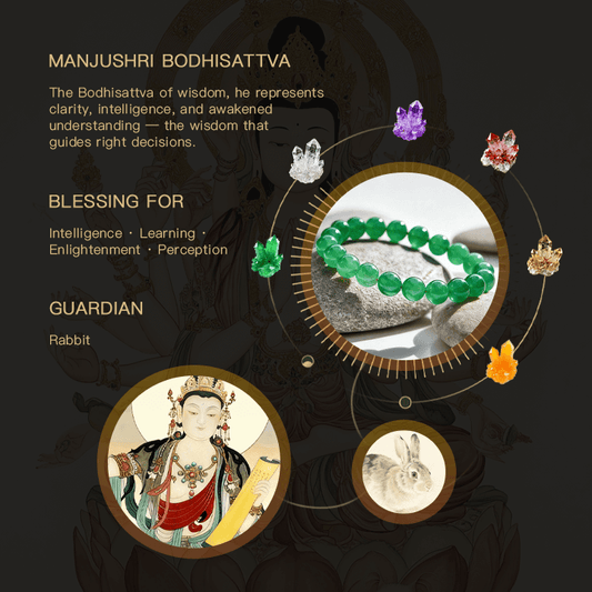 Gelang Batu Akik Hijau Manjushri Kebijaksanaan &amp; Kejelasan